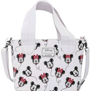 Loungefly White Mickey and Minnie Mouse Tote Bag